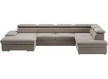 Wohnlandschaft SIT & MORE "Valantine U-Form, B: 349 cm", grau (stone), B:349cm H:73cm T:226cm, 100% Polyester, Sofas, Wohnlandschaft, mit Arm- & Kopfteilverstellung, optional mit Bettfunktion