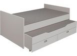 Einzelbett PAIDI "TIAGO in verschiedenen Ausführungen, Jugendliege mit Bettkasten", kieselgrau, H:81cm, Betten, Einzelbett, Kojenbett inklusive Ausziehbett in 90x190 cm & 2 Schubladen