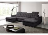 Wohnlandschaft WERK2 "Napoli zeitlos, elegant, bequem, Breite 330cm, U-Form", anthrazit, B:330cm H:106cm T:174cm, 100% Polyester, Sofas, Wohnlandschaft, verstellbare Kopfteile, mit Schlaffunktion und Bettkasten