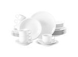 Geschirr-Set SELTMANN WEIDEN "Kombiservice Compact Weiß 30er Set weiß", weiß, 30, Porzellan, Geschirr-Sets, Geschirr-Set, Spülmaschinenfest, Mikrowellensicher, Ofenfest