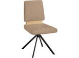 Drehstuhl MASSIVLINE & MORE "Brügge 301", hellbraun, schwarz, hellbraun, B:48cm H:92cm T:59,5cm, Holzwerkstoff, Metall, Stoff, Stühle, Drehstuhl