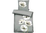 Bettwäsche APELT "Poppy", grau, B/L: 135cm x 200cm, 1 Stk., 1 Stk., Mako-Satin, B/L: 80cm x 80cm, 2 Stk., Mako-Satin, Obermaterial: 100% Baumwolle, Bettwäsche, Bettwäsche, Bio-Baumwolle, Pflegeleicht