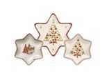 Schale VILLEROY & BOCH "Sternschalen-Set Winter Bakery Delight 3er Set bunt", bunt, B:2cm H:2cm L:2cm T:2cm Ø:0,01cm, Schüsseln, Schale, Mikrowellengeeignet
