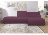 Ecksofa EGOITALIANO "Babouche, Designsofa mit außergewöhnlichem Sitzkomfort zum Wohlfühlen", lila (violett), B:287cm H:80cm T:98cm, Leder NUVOLE (Echtes Rindsleder). Halbnatürliches, halbnarbiges Rindsleder mit einer natürlichen Körnung von 1, 2 bis 1, 4 mm. Dieses Leder hat eine weiche, wachsartige Haptik mit mattem Aussehen und einem Wolkeneffekt. Es handelt sich um ein Naturleder, das die urspr