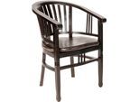 Armlehnstuhl SIT "Samba Lodge Stil Massivholz Antikfinish Esszimmerstuhl", braun (dunkelbraun), Recyceltes Altholz, Stühle, Armlehnstuhl, Armlehnstuhl aus Massivholz im Lodge Stil mit Antikfinish