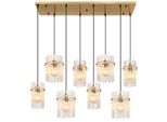 GLOBO LIGHTING Hängeleuchte "GORLEY", goldfarben matt, H: 125cm, 1 Stk., Leuchten, Hängelampe Glasstäbe rauchfarben klar verlaufend elegant Esszimmer, Hängeleuchte