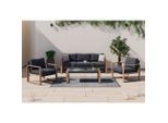 Ambia Garden Loungegarnitur, Natur, Dunkelgrau, Metall, Glas, Textil, 4-teilig, Füllung: Polyester,Schaumstoff, eckig, Loungemöbel, Gartenlounge-Sets