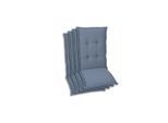 Sesselauflagenset, Blau, Textil, 4-teilig, Uni, Füllung: Schaumstoff, Vlies, 50x7x120 cm, Oeko-Tex® Standard 100, pflegeleicht, hochwertige Qualität, langlebig, für den Außenbereich geeignet, mittels Bändern zu befestigen, Gurtband befestigen, Outdoor-Kissen, Gartenstuhlauflagen, Hochlehner-Auflagen