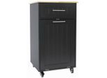 Mid.you Servierwagen Kitchen trolley, Schwarz, Holz, Holzwerkstoff, Kautschukholz, vollmassiv, 1 Schublade(n) Schubladen, rechteckig, Rollen, 50x90x46 cm, einfacher Aufbau, Esszimmer, Barmöbel, Barwagen