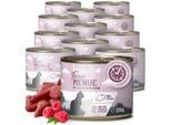 REAVET Feines Menue Katzenfutter - Huhn mit Ente & Himbeeren | 12 x 200g