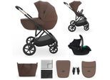 Kombi-Kinderwagen KINDERKRAFT "PRIME 3 3in1", Kinder, velvet mocca, Polyester, Stahl, Kinderwagen, inkl. Babyschale MINK