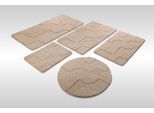 Badematte WECON HOME "Davie", beige (sand beige), H:25mm, Polyester, Badematten, Badematte, Badteppich, Hoch-Tief-Effekt, weich, rutschhemmend, waschbar, getuftet