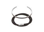 Armband MARC LAUDER "MS03RS", schwarz braun, silber, Armbänder, Herren, 37cm/Inner diameter 6cm, Edelstahl Leder, Edelstahl, Leder, Armband