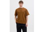 Rundhalsshirt JACK & JONES "JJEURBAN EDGE TEE SS O-NECK NOOS", Herren, Gr. S, braun (monks robe), Jersey, Obermaterial: 100% Baumwolle, unifarben, relaxed fit taillenbedeckt, Rundhals, gerader Abschluss, Shirts Rundhalsshirt, mit Rundhalsausschnitt