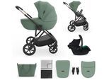 Kombi-Kinderwagen KINDERKRAFT "PRIME 3 3in1", Kinder, dunkelgrün, Polyester, Stahl, Kinderwagen, inkl. Babyschale MINK