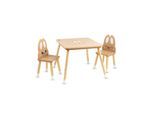 Moni Kinder Tischset 2 Stühle Hase aus Holz Stauraum Kindersitzgruppe ab 3 Jahre braun