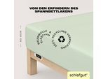 Spannbettlaken SCHLAFGUT "EASY JERSEY ELASTHAN Bettlaken, 170 g/m², 95% Baumwolle, 5% Elasthan", grün (grün light), 1 Stk., Jersey, 140-160x200-220 30cm, Jersey, Obermaterial: 95% Baumwolle, 5% Elasthan, Bettlaken, Spannbettlaken, Spannbettlaken bis 30 cm Höhe, bügelfrei, pflegeleicht, perfekter Sitz