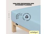 Spannbettlaken SCHLAFGUT "EASY JERSEY ELASTHAN Bettlaken, 170 g/m², 95% Baumwolle, 5% Elasthan", blau (blau light), 1 Stk., Jersey, 90-100x200-220 30cm, Jersey, Obermaterial: 95% Baumwolle, 5% Elasthan, Bettlaken, Spannbettlaken, Spannbettlaken bis 30 cm Höhe, bügelfrei, pflegeleicht, perfekter Sitz