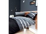 Bettwäsche JANINE "J. D.", grau (grau, schwarz), B/L: 240cm x 220cm, 1 Stk., 2 Stk., Mako-Satin, B/L: 80cm x 80cm & 80cm x 80cm, 3 Stk., Mako-Satin, Obermaterial: 100% Baumwolle, Bettwäsche, Bettwäsche, Bettwäsche im Streifen-Design in verschiedenen Qualitäten