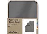 Bettbezug SCHLAFGUT "Woven Satin", grau (grau mid), B:155cm L:220cm, Mako-Satin, Obermaterial: 100% Baumwolle, Bettbezüge, besonders dicht gewebt, Mix & Match: passender Kissenbezug erhältlich