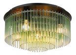 GLOBO LIGHTING Deckenleuchte "GORLEY", schwarz matt, Ø 50cm H: 25cm, 1 Stk., Leuchten, Deckenlampe Glasstäbe grün klar verlaufend elegant Wohnzimmer, Deckenleuchte