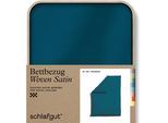 Bettbezug SCHLAFGUT "Woven Satin", blau (petrol deep), B:155cm L:220cm, Mako-Satin, Obermaterial: 100% Baumwolle, Bettbezüge, besonders dicht gewebt, Mix & Match: passender Kissenbezug erhältlich