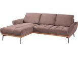Ecksofa EXXPO - SOFA FASHION "Palic, inkl. Rückenverstellung, bequem, elegant, Breite 245cm, L-Form", rosa (rosabraun), B:245cm H:87cm T:185cm, Webstoff Premium: 67% Polyester, 33% Baumwolle;Webstoff: 100% Polyester;Velours: 100% Polyester, Sofas, Ecksofa, vom Sofa zum Hochlehner. Hohe Füße und Holzblende als Designmerkmal