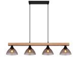 GLOBO LIGHTING Hängeleuchte "LINDI", schwarz matt, 4, H: 150cm, 1 Stk., Leuchten, Hängeleuchte für Esszimmer Holz & Rauchglas, Hängeleuchte