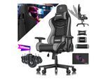 KESSER® Gaming Stuhl Ergonomisch Bürostuhl mit Kopfstütze & Lendenkissen Racing Gamer Stuhl 150kg belastbar Armlehne 360° Drehbarer Schreibtischstuhl Gaming Chair + Gummi-Rollen