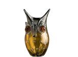 Dekovase GILDE GLAS ART "Eule", gold (grau, goldfarben), B:12,5cm H:23cm T:12cm, Glas, Vasen, Dekovase