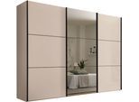 Kleiderschrank STAUD "Schwebetürenschrank Includo Glas", elfenbeinglas, B:249cm H:222cm T:68cm, Holzwerkstoff, Schränke, Kleiderschrank