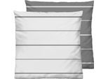 Kissenbezüge BIBERNA "Mix & Match", grau (grau, streifen), B:40cm L:40cm, Mako-Satin, Obermaterial: 100% Baumwolle, Kissenbezüge, individuell kombinierbar