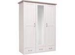 Carryhome Kleiderschrank, Braun, Weiß, Pinien, Holzwerkstoff, 5 Fächer, 3 Schublade(n) Schubladen, 148x201x62 cm, Beimöbel erhältlich, Kinder- & Jugendzimmer, Jugendmöbel, Jugendkleiderschränke