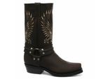Grinders Herren-Cowboystiefel aus braunem Leder, Weißkopfseeadler