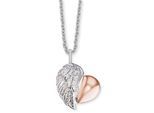Kette mit Anhänger ENGELSRUFER "HERZFLÜGEL", rosa (silberfarben, roségoldfarben), Halsketten, Damen, Silber 925 (Sterlingsilber), L: 44, mit Zirkonia (synth.)