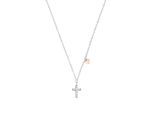 Kette mit Anhänger TOM TAILOR "Herz-Motiv, Kreuz-Motiv", silberfarben, roségoldfarben, weiß, Halsketten, Mädchen, Silber 925 (Sterlingsilber), L: 40 B: 1,4mm, mit Zirkonia (synth.), B:1,4mm