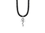 Kette mit Anhänger KUZZOI "Herren Kreuz Schlange Leder Oxidiert 925 Silber" Gr. 50, silber, Halsketten, Herren, 50, ohne Stein, Silber 925 (Sterlingsilber), L: 50