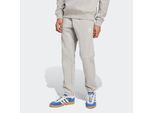 Sporthose ADIDAS ORIGINALS "TREFOIL ESSENTIALS", Herren, Gr. L, N-Gr, grau (medium grau heather, weiß, normal, gr.), Obermaterial: 70% Baumwolle, 30% Polyester, Hosen Sporthose, schmale Passform, mit flauschiger Innenseite, mit Rippbündchen