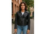 Dames zwarte klassieke Brando biker leren jas - Secunda