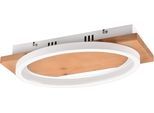 TRIO LEUCHTEN LED Wandleuchte "BARCA, Wand- oder Deckenleuchte LED 16W 1800Lumen warmweiß 3000K", weiß matt, 1, H: 8cm, 1 Stk., Leuchten, per Wandschalter dimmbar in 3 Stufen, Wandlampe mit Holz-Element, LED Wandleuchte