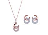 Orphelia 'Carleen' Dames 925 Sterling Zilveren Set: Ketting-Pendant + Oorbellen - Roze SET-7440