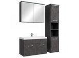 BADMÖBEL-SET Paso LED 4 Teile Dunkel Grau - 80 x 35 x 55 cm