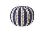 STRICKPOUF rund, marine-creme gestreift, 40/40/35 cm
