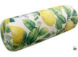 Nackenrolle DONE. "LEMON", beige, gelb, Leinen, Polyester, Funktionskissen, Nackenrolle, Bedruckt