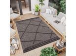 Teppich CARPET CITY "In-& Outdoorteppich Santorini 58578, 3D-Effekt, Raute-Optik", grau (anthrazit), B:120cm H:5mm L:170cm, Polypropylen (PP), Teppiche, Teppich, Wetterfest & UV-beständig für Terrasse, Balkon, Küche, Flur