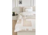 Wendebettwäsche MUSTERRING "Slow", beige (natur), B/L: 155cm x 220cm, 1 Stk., 1 Stk., Satin, B/L: 80cm x 80cm, 2 Stk., Satin, 100% Baumwolle, Bettwäsche, Wendebettwäsche, aus reiner Baumwolle