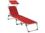 Modante , Rot, Alufarben , Metall, Textil , 55x31x193 cm , verstellbares Dach, klappbar, Rückenlehne verstellbar , Gartenmöbel, Gartenliegen, Sonnenliegen