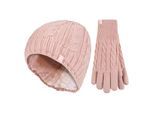 Dames Fleece Gevoerde Thermo Muts & Handschoenen Set voor Winter