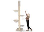 HAPPYPET Kratzbaum Grosse Katzen Stabil XXL Deckenhoch, 250 bis 275 cm Creme Basic