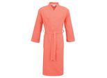 Unisex-Bademantel CARL ROSS "flat weave" Gr. XS, orange (coral, sanftes weiß), L:125cm, Frottier, Hausmäntel, Unisex-Bademantel, Kimono